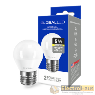 LED лампа GLOBAL G45 F 5W теплый свет E27 (1-GBL-141)